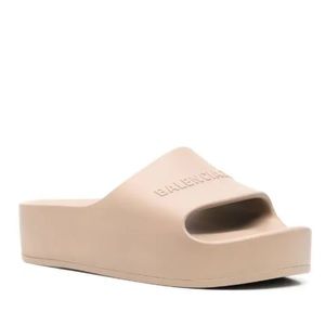 Balenciaga tan nude chunky platform sliders